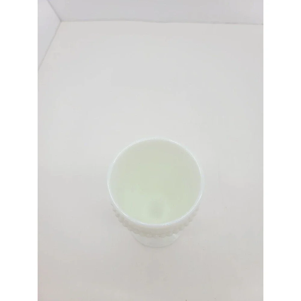 Vintage Westmoreland Milk Glass Beaded Edge Footed Goblet Cup 5